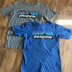 Patagonia kids Twin Pack Graphic Tees - Blue & Gray